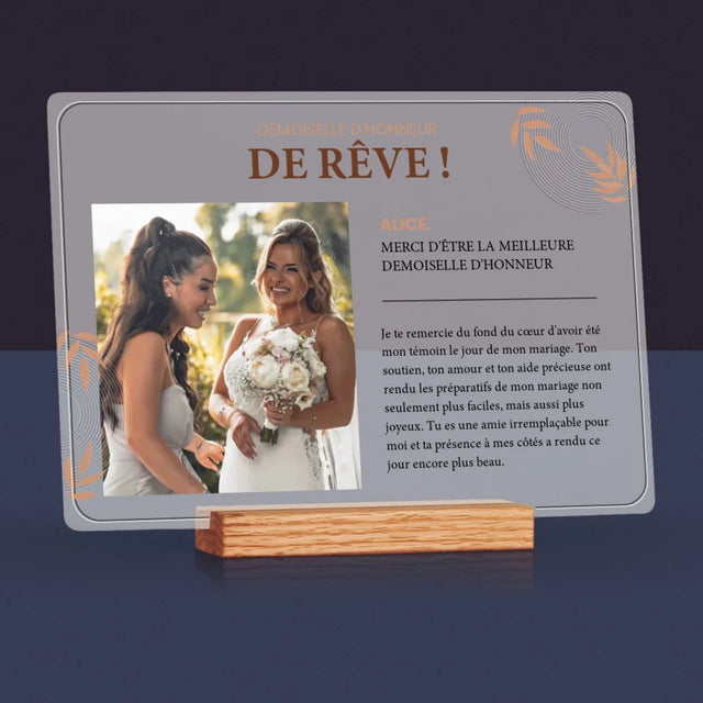 La Photo Et Un Texte: La Demoiselle D'Honneur De Rêve - Impression Sur Verre Acrylique