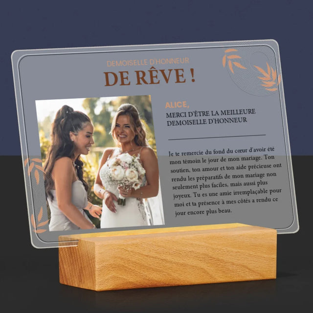 La Photo Et Un Texte: La Demoiselle D'Honneur De Rêve - Impression Sur Verre Acrylique