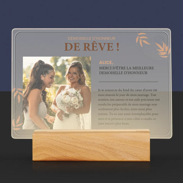 La Photo Et Un Texte: La Demoiselle D'Honneur De Rêve - Impression Sur Verre Acrylique
