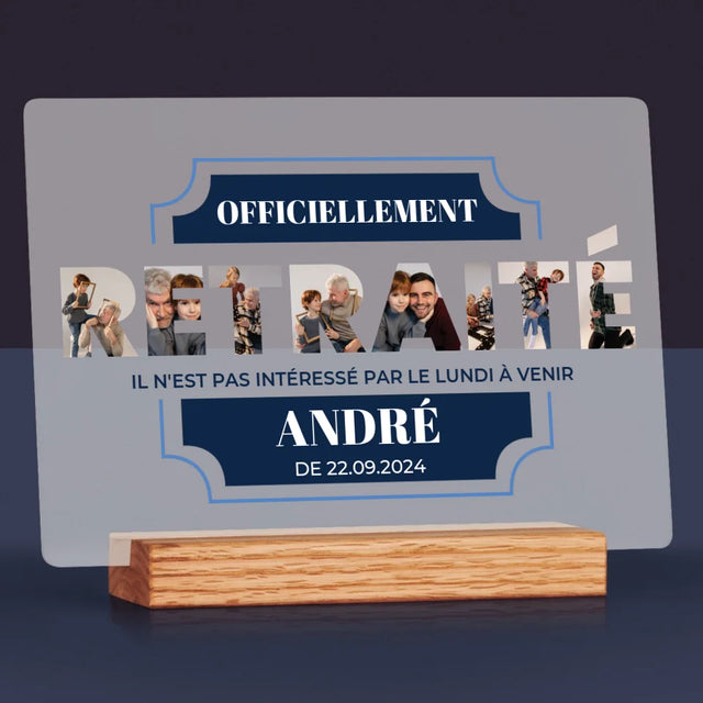 Collage Photo De Lettre: Officiellement Retraité - Impression Sur Verre Acrylique