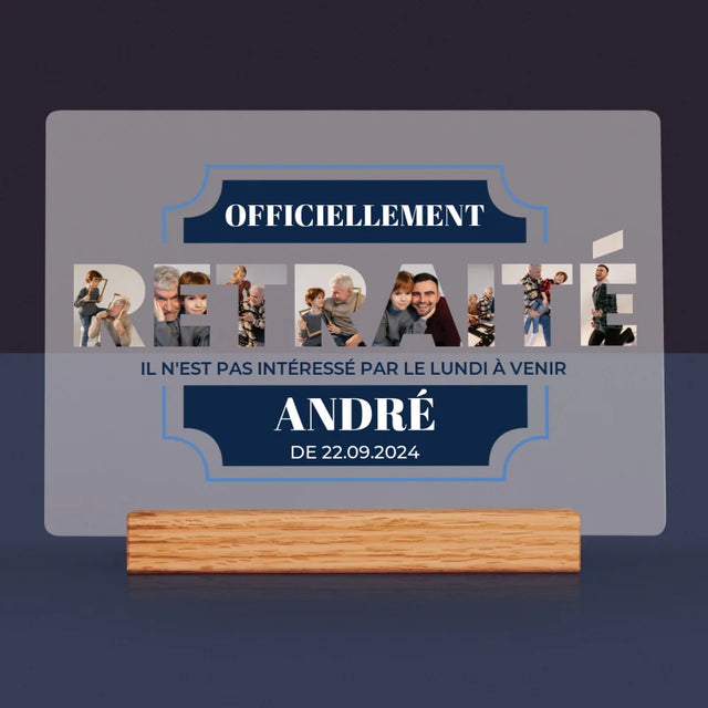 Collage Photo De Lettre: Officiellement Retraité - Impression Sur Verre Acrylique