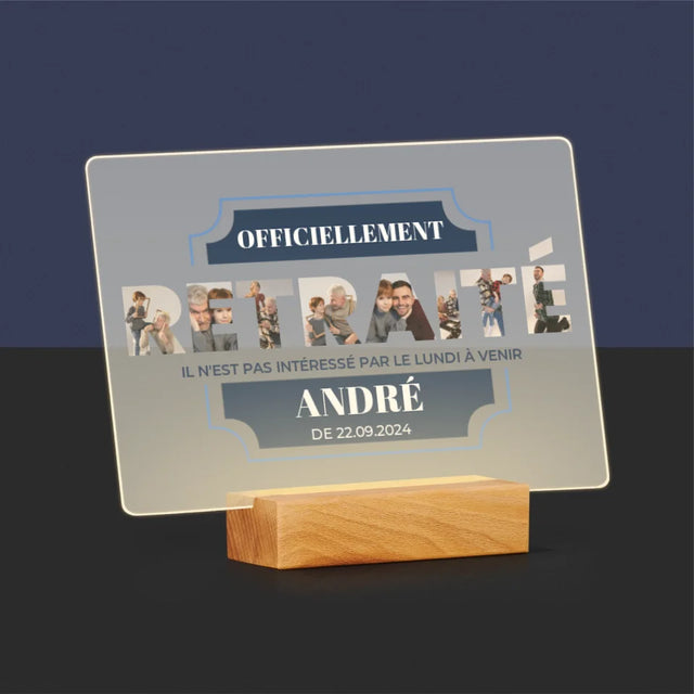 Collage Photo De Lettre: Officiellement Retraité - Impression Sur Verre Acrylique