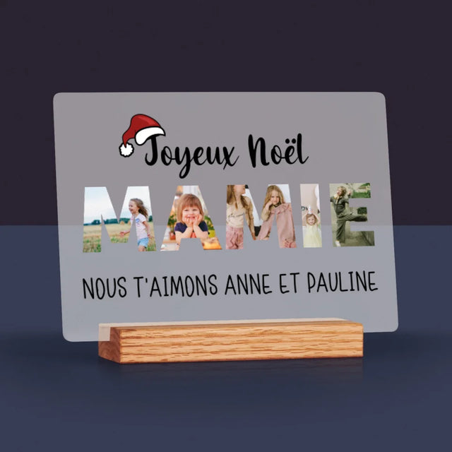 Collage Photo De Lettre: Joyeux Noël Mamie - Impression Sur Verre Acrylique