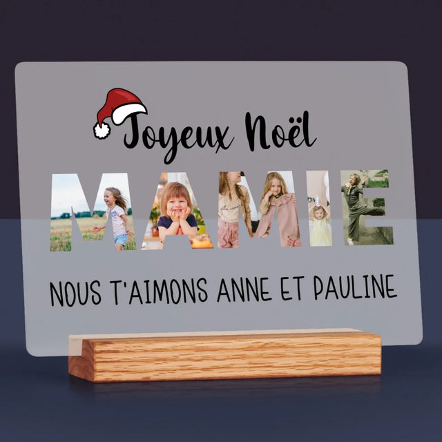 Collage Photo De Lettre: Joyeux Noël Mamie - Impression Sur Verre Acrylique