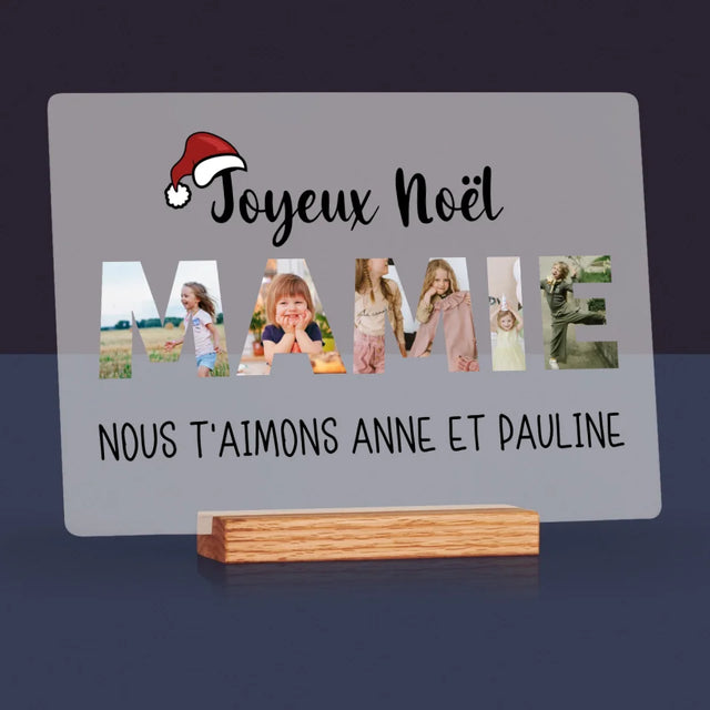 Collage Photo De Lettre: Joyeux Noël Mamie - Impression Sur Verre Acrylique