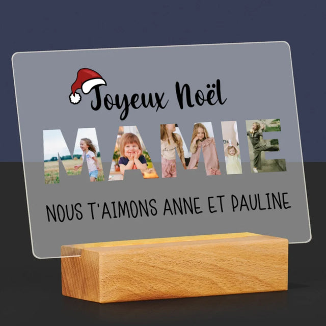 Collage Photo De Lettre: Joyeux Noël Mamie - Impression Sur Verre Acrylique