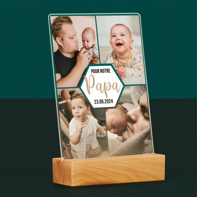 Le Collage Photo: Pour Notre Papa - Impression Sur Verre Acrylique