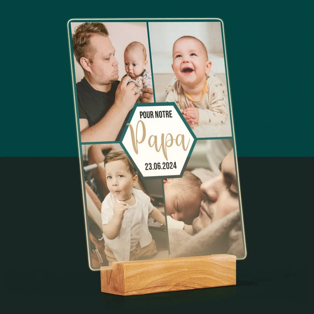 Le Collage Photo: Pour Notre Papa - Impression Sur Verre Acrylique