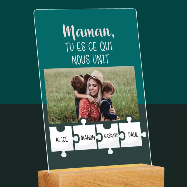 La Photo Et Un Texte: Maman Tu Es Ce Qui Nous Unit - Impression Sur Verre Acrylique