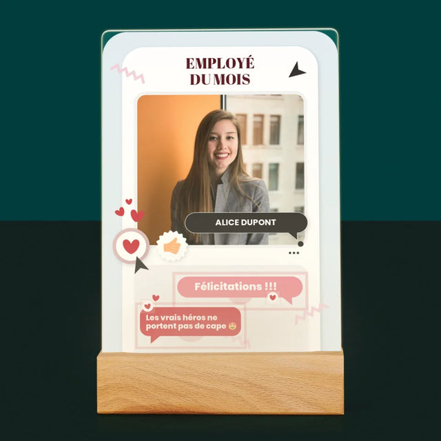 La Photo Et Un Texte: Employé Du Mois - Impression Sur Verre Acrylique
