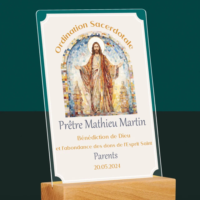 Le Prénom Et Un Texte: Ordination Sacerdotale  - Impression Sur Verre Acrylique