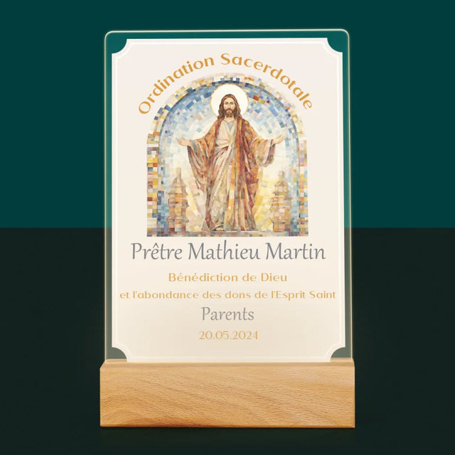 Le Prénom Et Un Texte: Ordination Sacerdotale  - Impression Sur Verre Acrylique