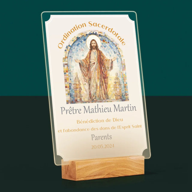 Le Prénom Et Un Texte: Ordination Sacerdotale  - Impression Sur Verre Acrylique