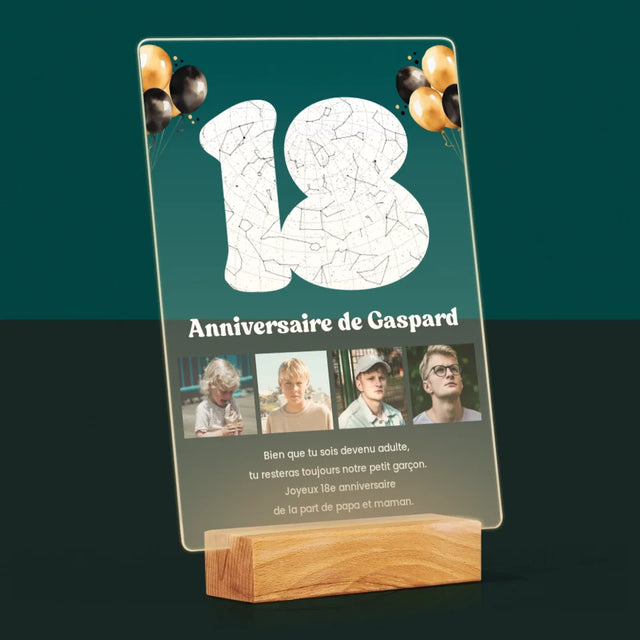 La Carte Des Étoiles: 18E Anniversaire, Étoiles, Avec Dédicace - Impression Sur Verre Acrylique 