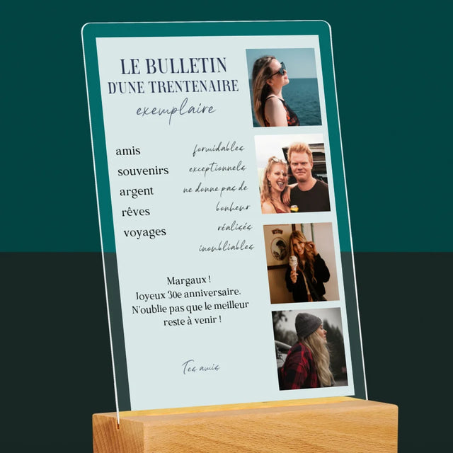 Le Collage Photo: Le Bulletin D'Une Trentenaire Exemplaire - Impression Sur Verre Acrylique