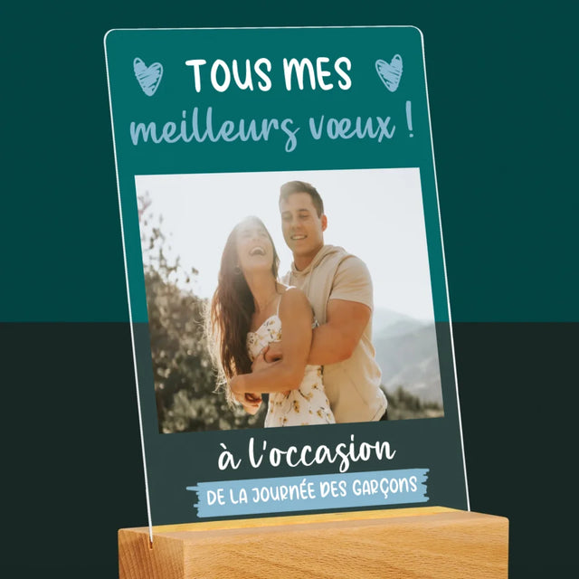 La Photo Et Un Texte: Joyeuse Fête Des Garçons - Impression Sur Verre Acrylique