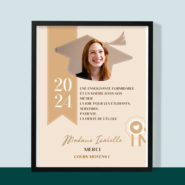 La Photo Et Un Texte: Diplôme Pour Un Enseignant - Impression Encadrée 30X40