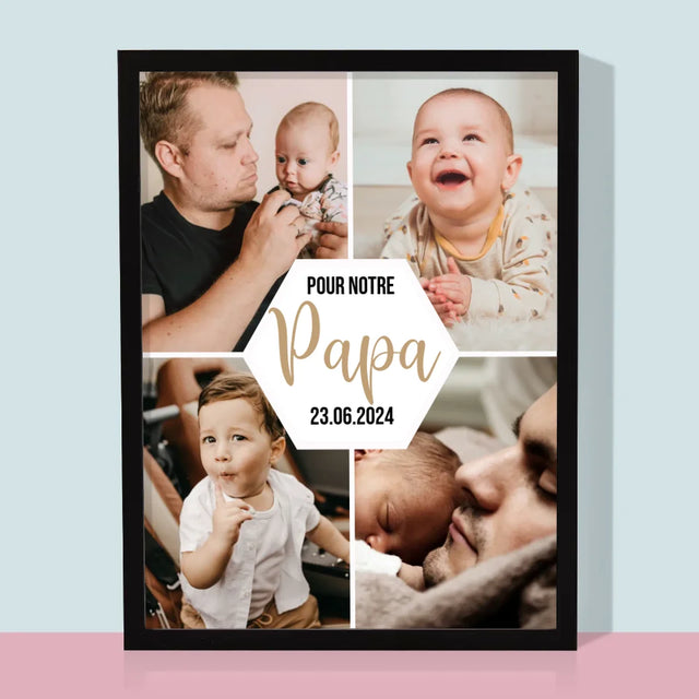 Le Collage Photo: Pour Notre Papa - Impression Encadrée 30X40