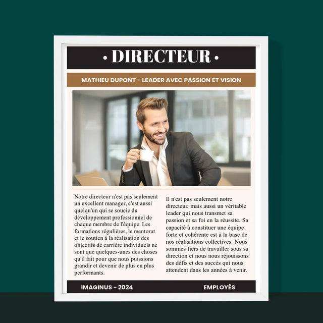 La Couverture De Magazine: Directeur - Impression Encadrée 30X40