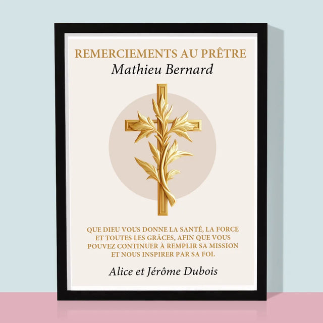 Le Prénom Et Un Texte: Remerciements Au Prêtre  - Impression Encadrée 30X40