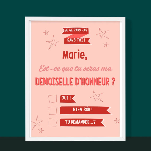 Le Prénom Et Un Texte: Je Ne Pars Pas Sans Toi - Impression Encadrée 30X40