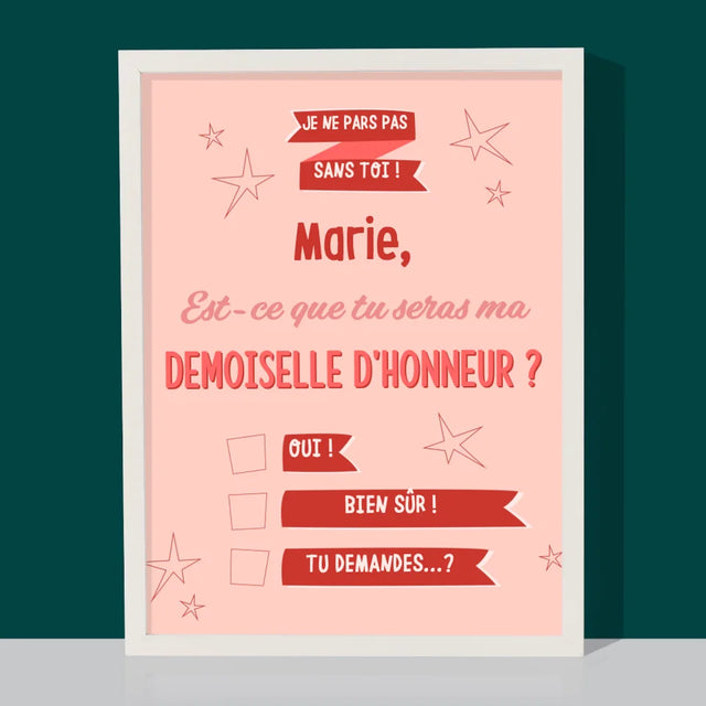 Le Prénom Et Un Texte: Je Ne Pars Pas Sans Toi - Impression Encadrée 30X40