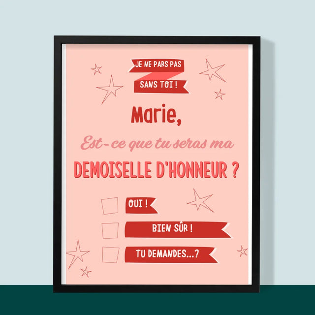 Le Prénom Et Un Texte: Je Ne Pars Pas Sans Toi - Impression Encadrée 30X40
