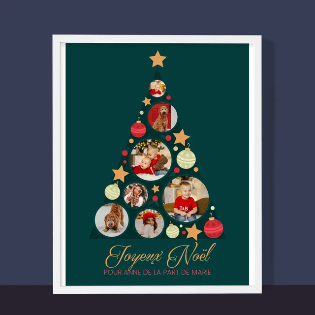 Le Collage Photo: Sapin, Boules - Impression Encadrée 30X40 