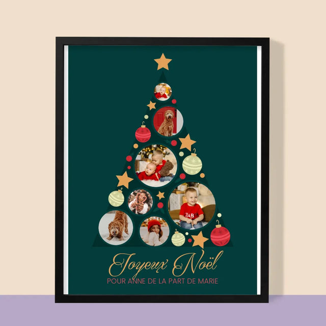 Le Collage Photo: Sapin, Boules - Impression Encadrée 30X40 