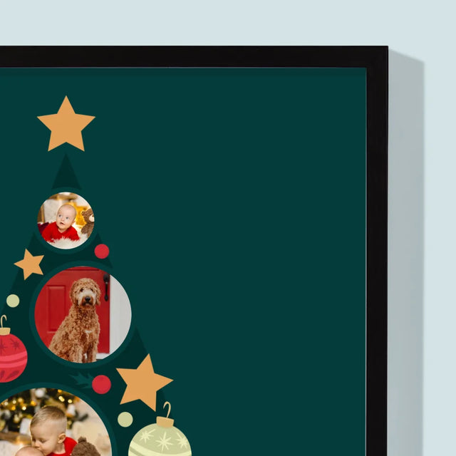 Le Collage Photo: Sapin, Boules - Impression Encadrée 30X40 