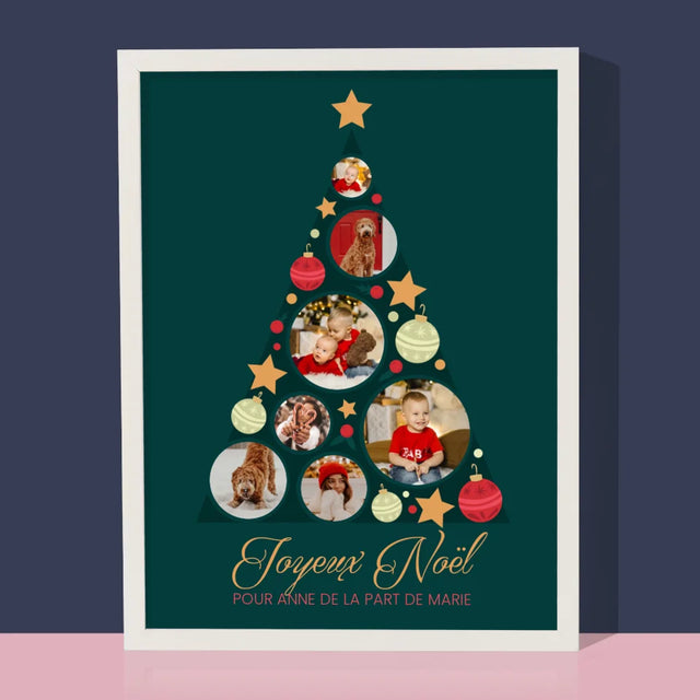 Le Collage Photo: Sapin, Boules - Impression Encadrée 30X40 