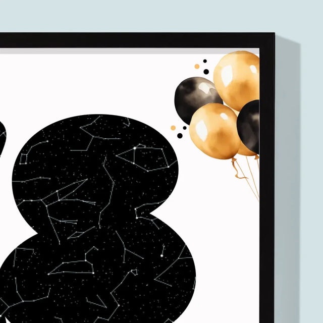 La Carte Des Étoiles: 18E Anniversaire, Étoiles, Avec Dédicace - Impression Encadrée 30X40 