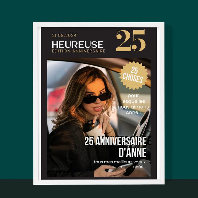 La Couverture De Magazine: Heureuse 25 - Impression Encadrée 30X40