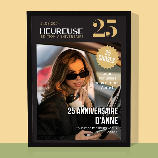 La Couverture De Magazine: Heureuse 25 - Impression Encadrée 30X40