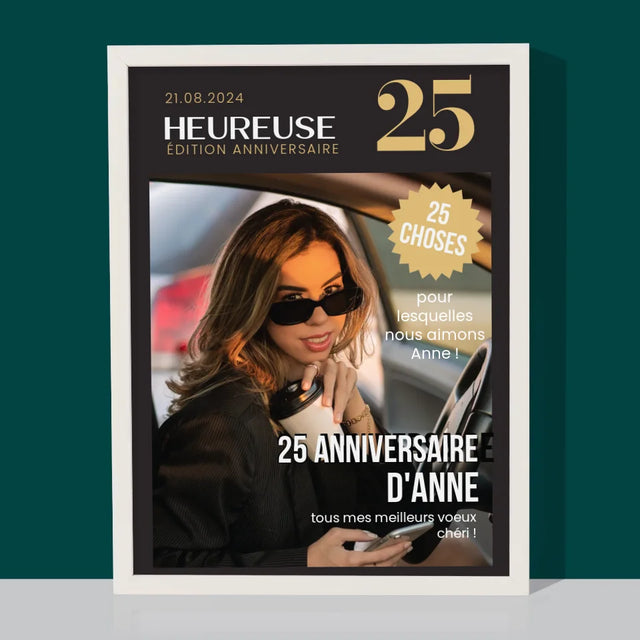 La Couverture De Magazine: Heureuse 25 - Impression Encadrée 30X40