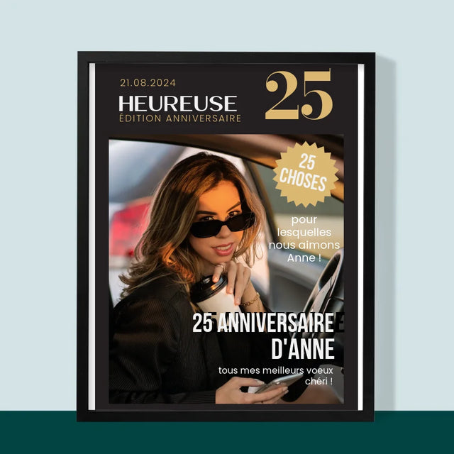 La Couverture De Magazine: Heureuse 25 - Impression Encadrée 30X40