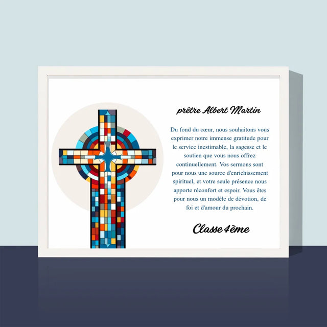 Le Prénom Et Un Texte: Remerciements Croix - Impression Encadrée 30X40