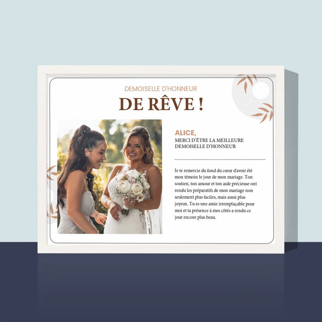 La Photo Et Un Texte: La Demoiselle D'Honneur De Rêve - Impression Encadrée 30X40