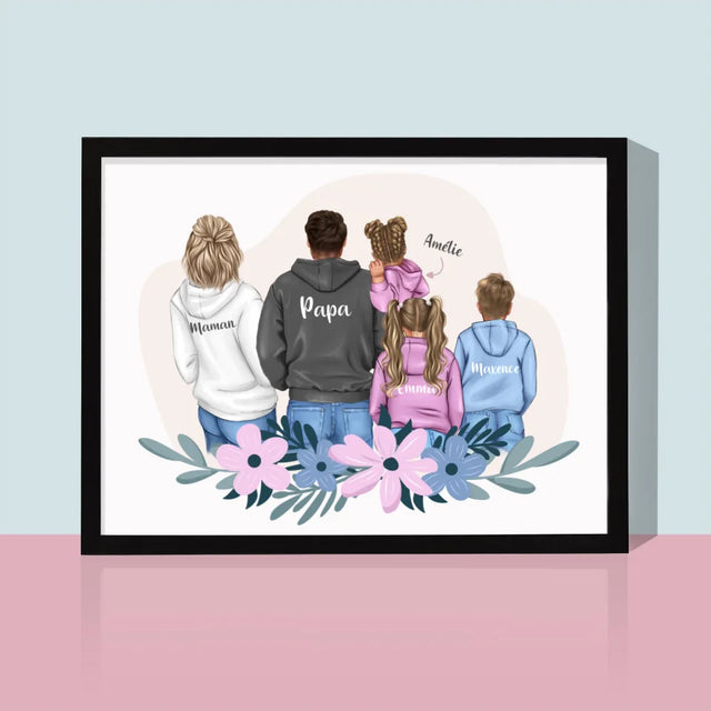 La Création Du Personnage: Famille Avec Enfants - Impression Encadrée 30X40