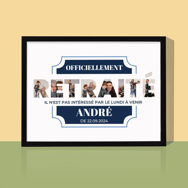 Collage Photo De Lettre: Officiellement Retraité - Impression Encadrée 30X40
