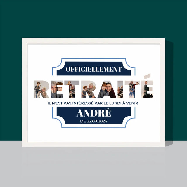 Collage Photo De Lettre: Officiellement Retraité - Impression Encadrée 30X40