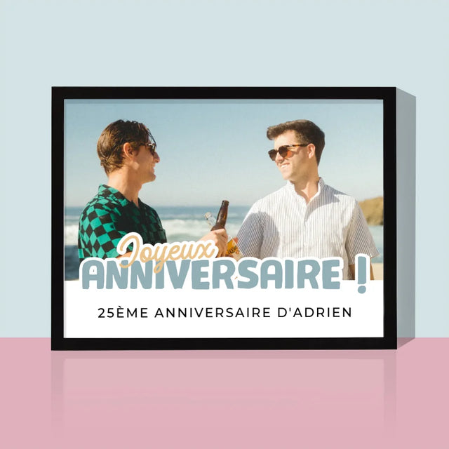 La Photo Et Un Texte: 25E Anniversaire Joyeux Anniversaire - Impression Encadrée 30X40