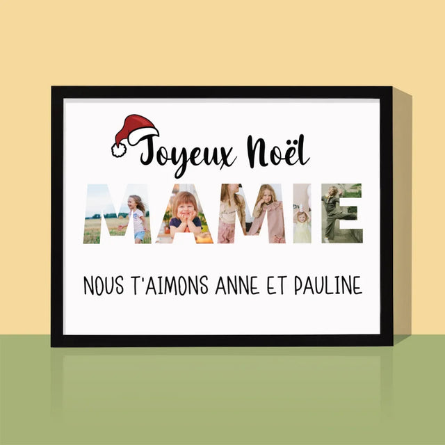 Collage Photo De Lettre: Joyeux Noël Mamie - Impression Encadrée 30X40