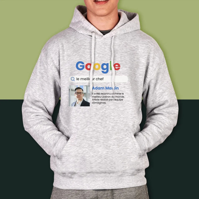 La Photo Et Un Texte: Meilleur Patron Résultat Google - Sweat À Capuche Pour Hommes