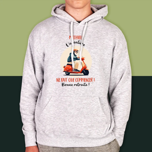 Le Prénom Et Un Texte: L'Aventure Ne Fait Que Commencer - Sweat À Capuche Pour Hommes