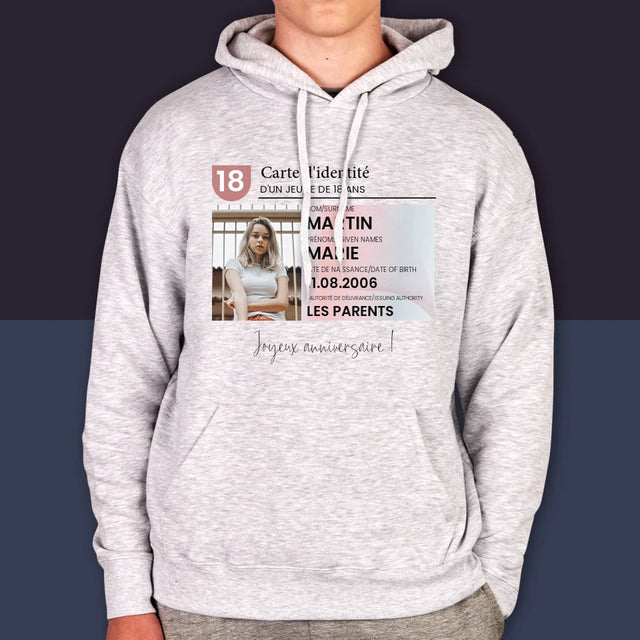 La Photo Et Un Texte: Carte D'Identité - Sweat À Capuche Pour Hommes