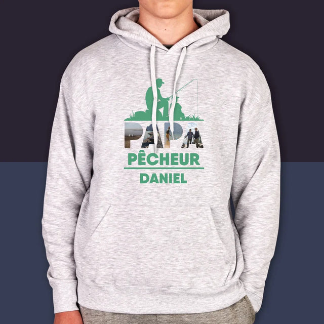 Collage Photo De Lettre: Papa Pêcheur - Sweat À Capuche Pour Hommes