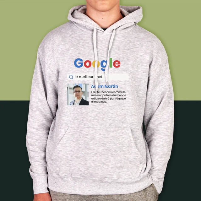 La Photo Et Un Texte: Meilleur Patron Résultat Google - Sweat À Capuche Pour Hommes