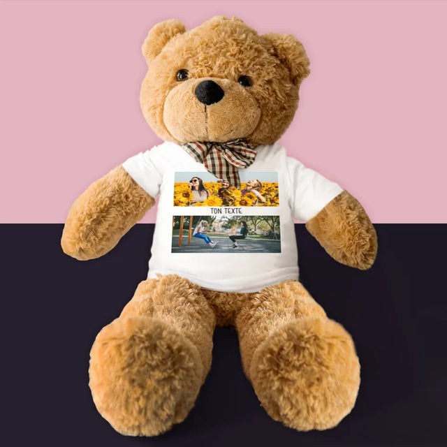 Le Collage Photo: Les 2 Photos Et Un Texte - Ours En Peluche 90 Cm