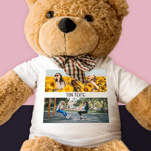 Le Collage Photo: Les 2 Photos Et Un Texte - Ours En Peluche 90 Cm